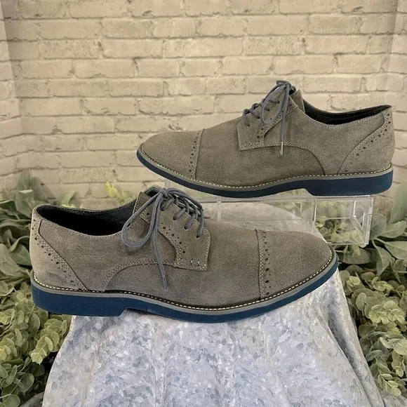 JOSEPH ABBOUD “Robert” Gray Suede Leather Captoe Wingtip Oxfords Mens 11M🩶VGUC