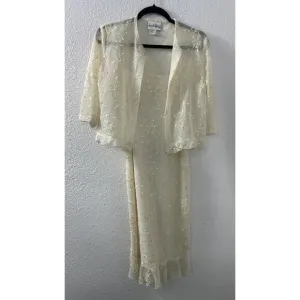 Joseph Ribkoff Vintage 99s Y2K Cream Slip Dress Jacket Ruffles Coquette‎ Fairy 8