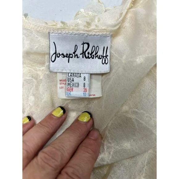 Joseph Ribkoff Vintage 99s Y2K Cream Slip Dress Jacket Ruffles Coquette‎ Fairy 8