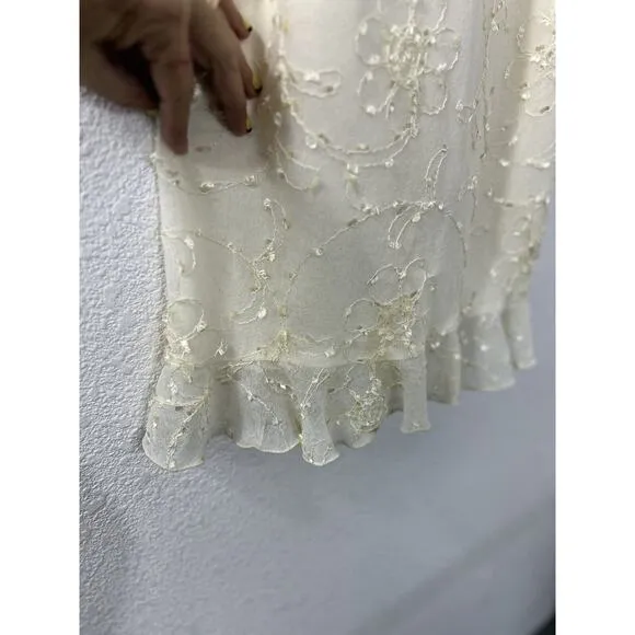 Joseph Ribkoff Vintage 99s Y2K Cream Slip Dress Jacket Ruffles Coquette‎ Fairy 8