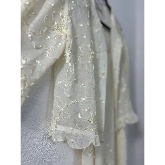 Joseph Ribkoff Vintage 99s Y2K Cream Slip Dress Jacket Ruffles Coquette‎ Fairy 8