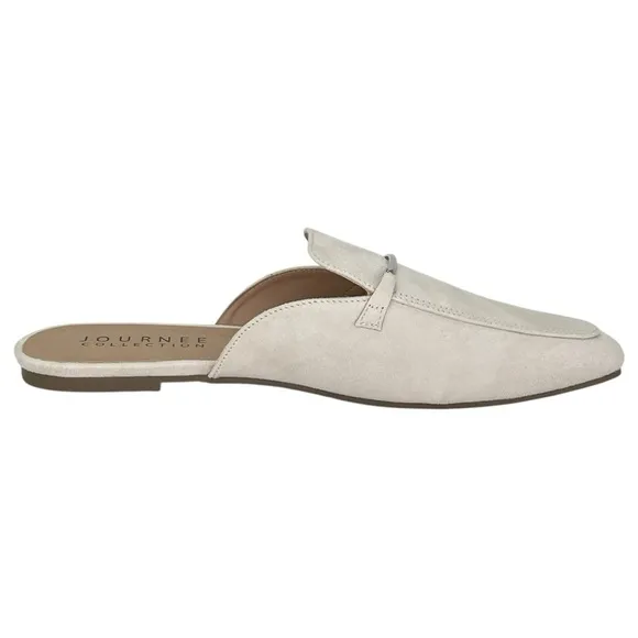 Journee Collection Ameena Cream Microsuede Womens Mules Size 8.5M