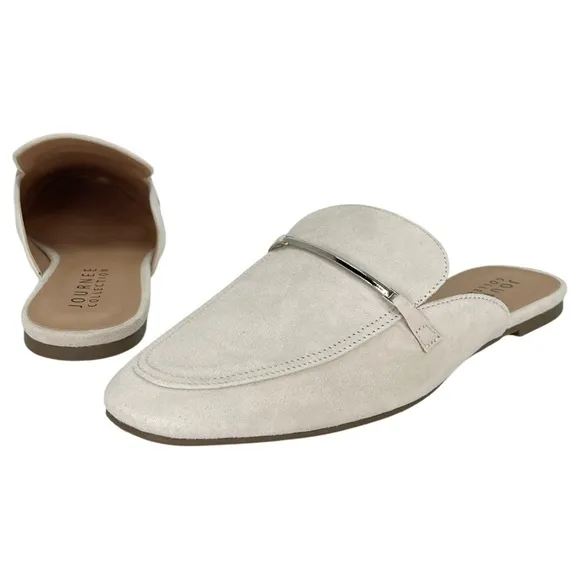 Journee Collection Ameena Cream Microsuede Womens Mules Size 8.5M