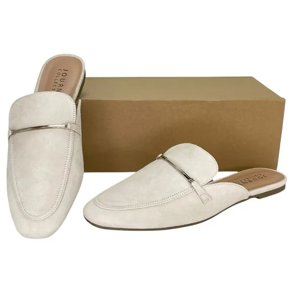 Journee Collection Ameena Cream Microsuede Womens Mules Size 8.5M