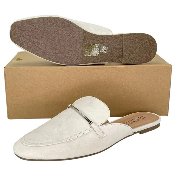 Journee Collection Ameena Cream Microsuede Womens Mules Size 8.5M