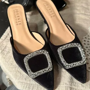 Journee Collection Black Rishie Velvet Heels Size 8.5