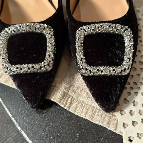 Journee Collection Black Rishie Velvet Heels Size 8.5