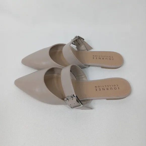 JOURNEE COLLECTION Womens Shaella Beige Slip On Pointed Toe Mules Size 9.5