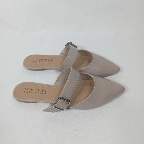 JOURNEE COLLECTION Womens Shaella Beige Slip On Pointed Toe Mules Size 9.5