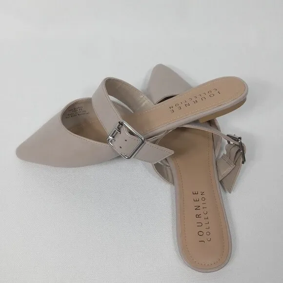 JOURNEE COLLECTION Womens Shaella Beige Slip On Pointed Toe Mules Size 9.5