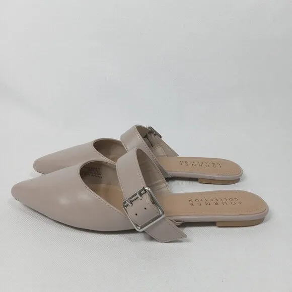 JOURNEE COLLECTION Womens Shaella Beige Slip On Pointed Toe Mules Size 9.5