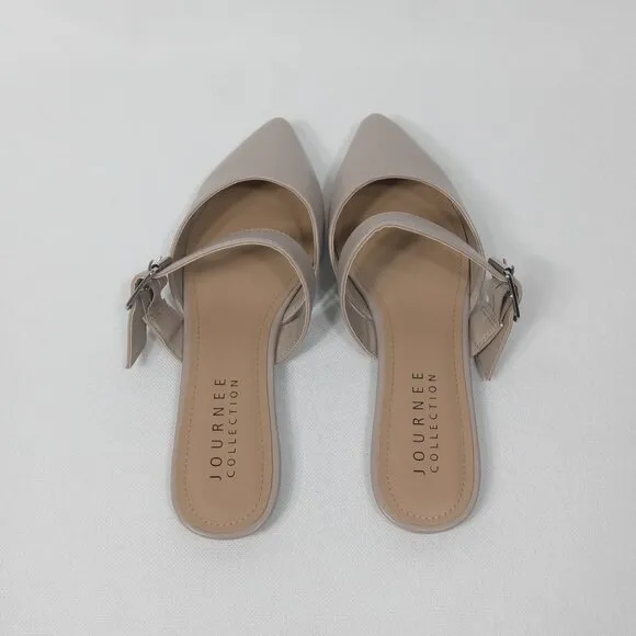 JOURNEE COLLECTION Womens Shaella Beige Slip On Pointed Toe Mules Size 9.5