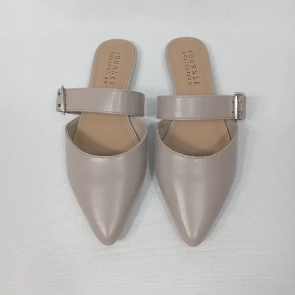 JOURNEE COLLECTION Womens Shaella Beige Slip On Pointed Toe Mules Size 9.5