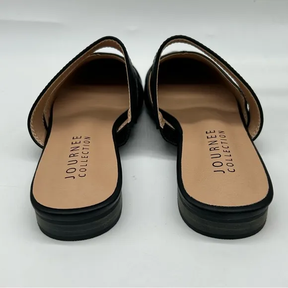 JOURNEE COLLECTION Women's Stasi Pointed Toe Mules in black faux leather 7.5 NW