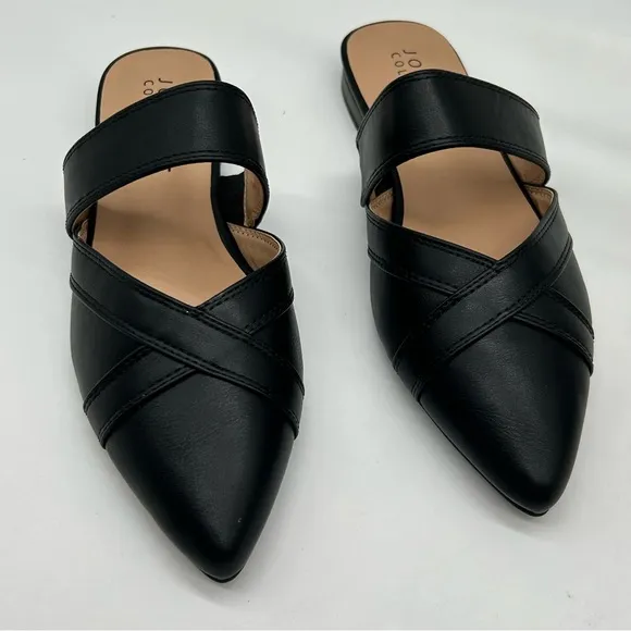 JOURNEE COLLECTION Women's Stasi Pointed Toe Mules in black faux leather 7.5 NW