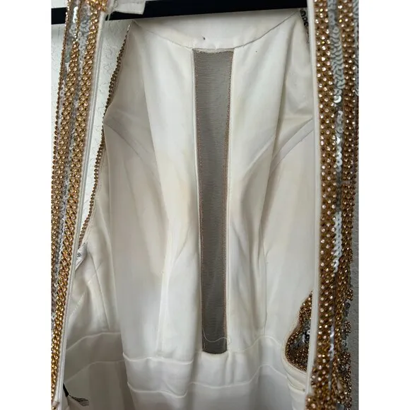 JOVANNI NWT Gold Silver Beaded Embellished Sequin Mermaid Fit Dress Size 6