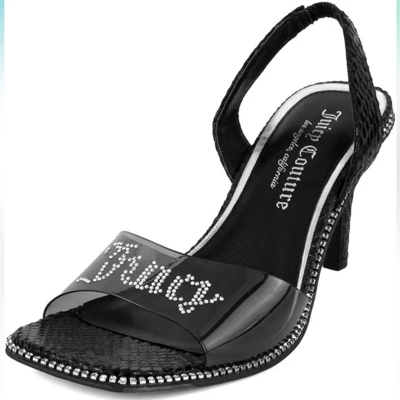 Juicy Couture Greysi Black Slingback heels Featuring with Rhinestones, size 8