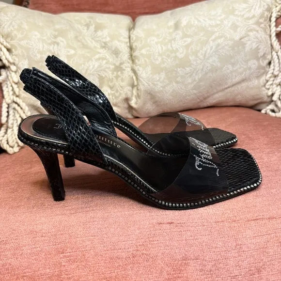 Juicy Couture Greysi Black Slingback heels Featuring with Rhinestones, size 8
