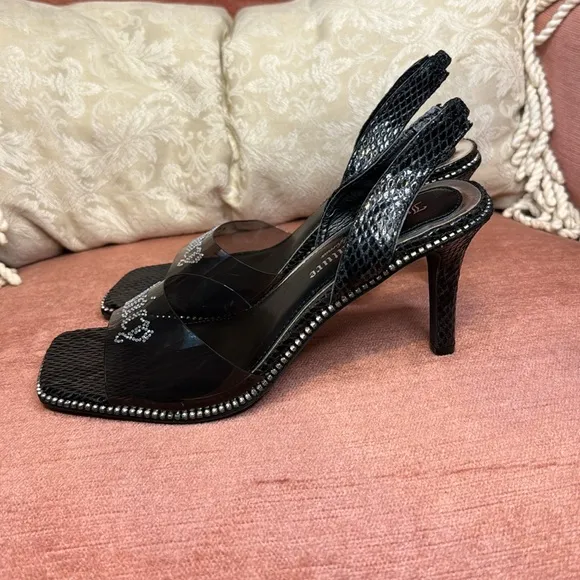 Juicy Couture Greysi Black Slingback heels Featuring with Rhinestones, size 8
