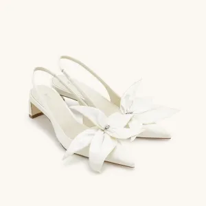 JW PEI Queena Floral Appliqué Slingback Pump Heels