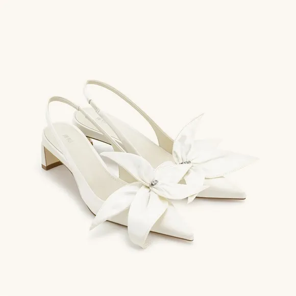 JW PEI Queena Floral Appliqué Slingback Pump Heels