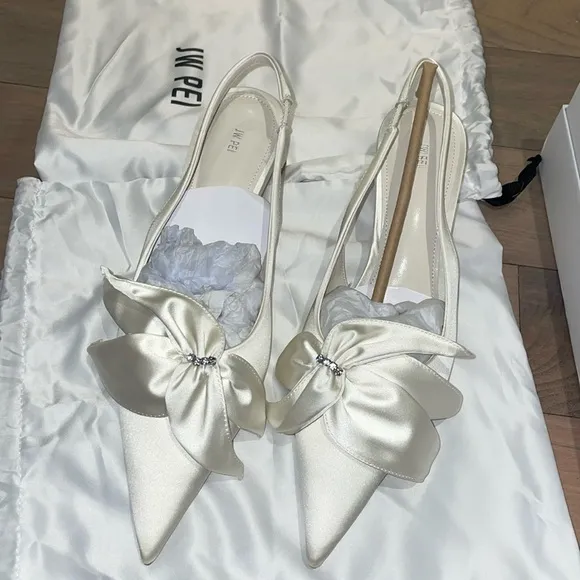 JW PEI Queena Floral Appliqué Slingback Pump Heels