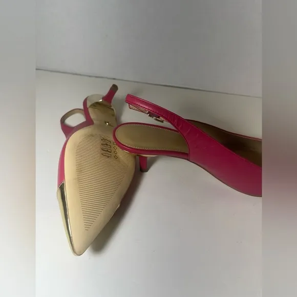 Kadence Leather Cap-Toe Slingback Mid Pump, No Box