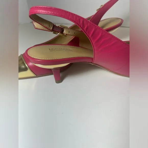 Kadence Leather Cap-Toe Slingback Mid Pump, No Box