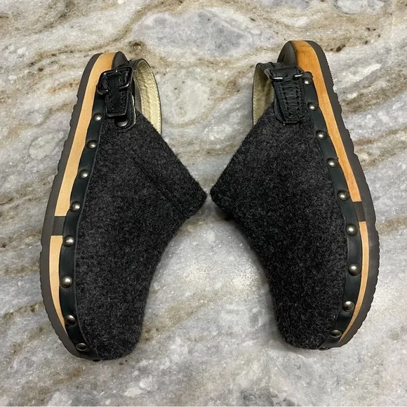 KALSO Earth Shanti Wool &amp; Wood Negative Heel Clogs / Mules