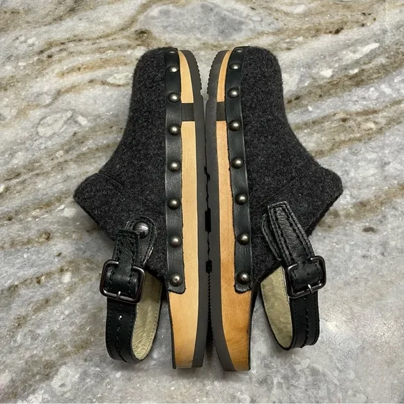 KALSO Earth Shanti Wool &amp; Wood Negative Heel Clogs / Mules