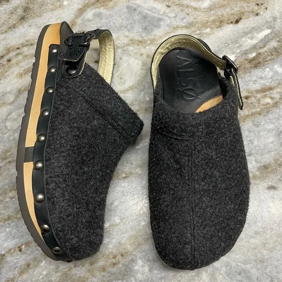 KALSO Earth Shanti Wool &amp; Wood Negative Heel Clogs / Mules