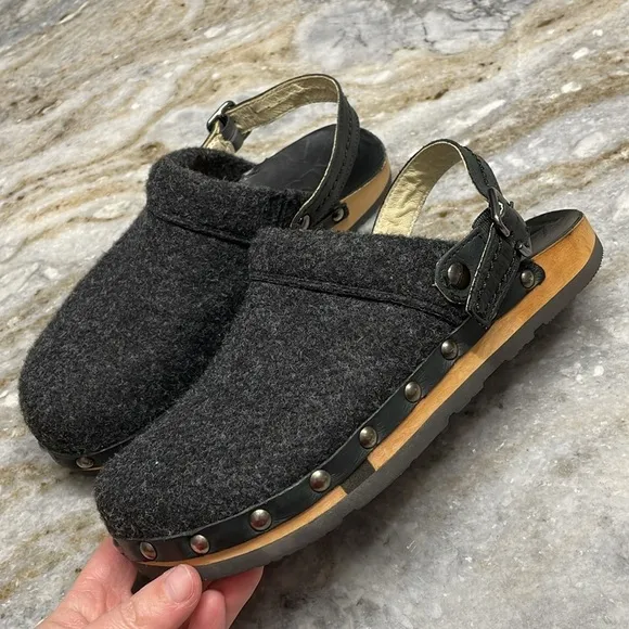 KALSO Earth Shanti Wool &amp; Wood Negative Heel Clogs / Mules