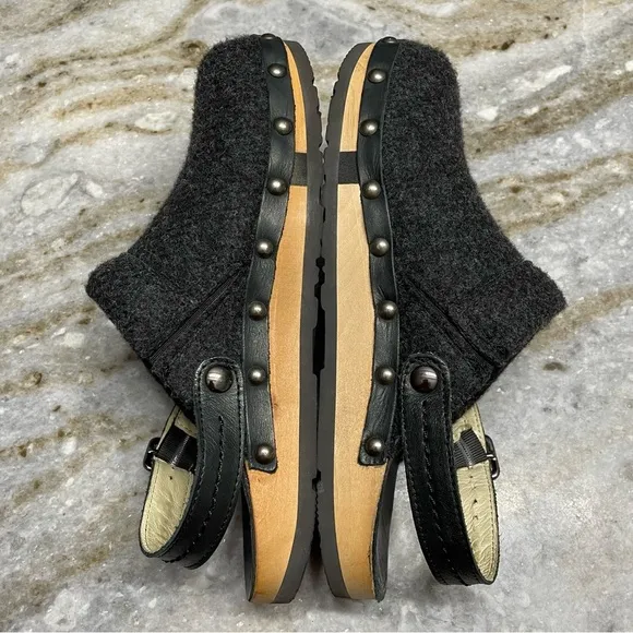 KALSO Earth Shanti Wool &amp; Wood Negative Heel Clogs / Mules