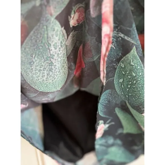 Karen Millen England Women Midi Slip Dress 12 Green Floral Whimsigoth Fairy Y2K