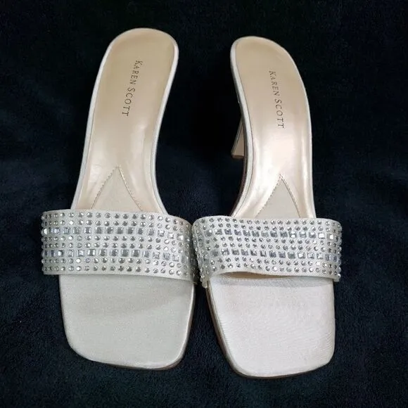 KAREN SCOTT SATIN SQUARE-TOE KITTEN HEELS