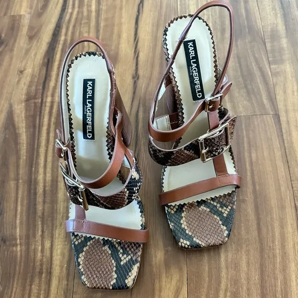 {Karl Lagerfeld} Marlow Snake print slingback heels Size: 9