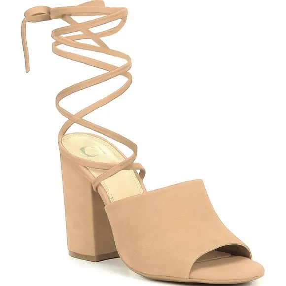 Kat-Kall Ankle Wrap Block Heel Mules