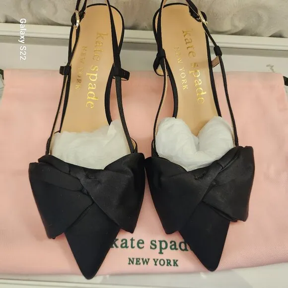Kate Spade &quot;Marseille&quot; Satin Lux Black Kitten heels. NIB. Size: various