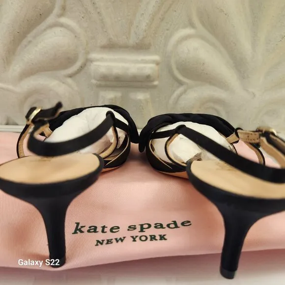Kate Spade &quot;Marseille&quot; Satin Lux Black Kitten heels. NIB. Size: various