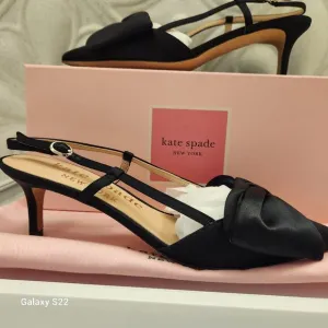 Kate Spade &quot;Marseille&quot; Satin Lux Black Kitten heels. NIB. Size: various