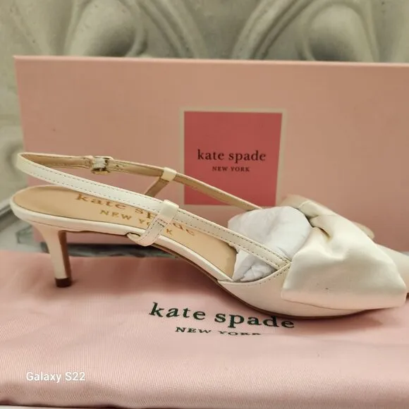 Kate Spade &quot;Marseille&quot; Satin Lux Ivory Kitten heels. NIB. Size: Various