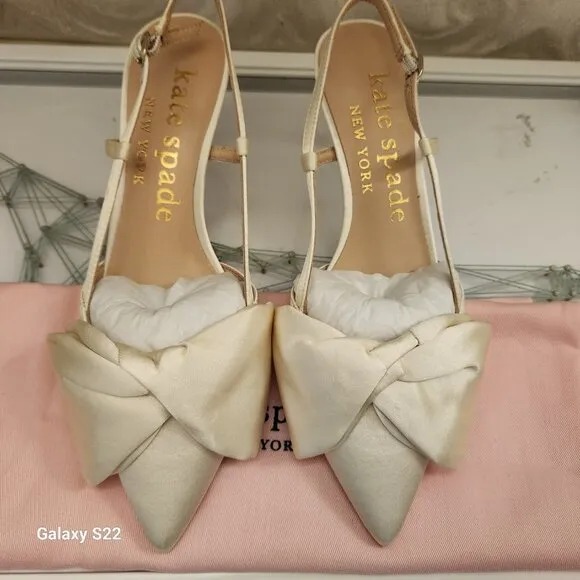 Kate Spade &quot;Marseille&quot; Satin Lux Ivory Kitten heels. NIB. Size: Various