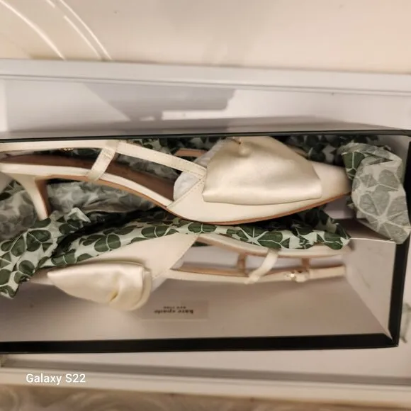 Kate Spade &quot;Marseille&quot; Satin Lux Ivory Kitten heels. NIB. Size: Various