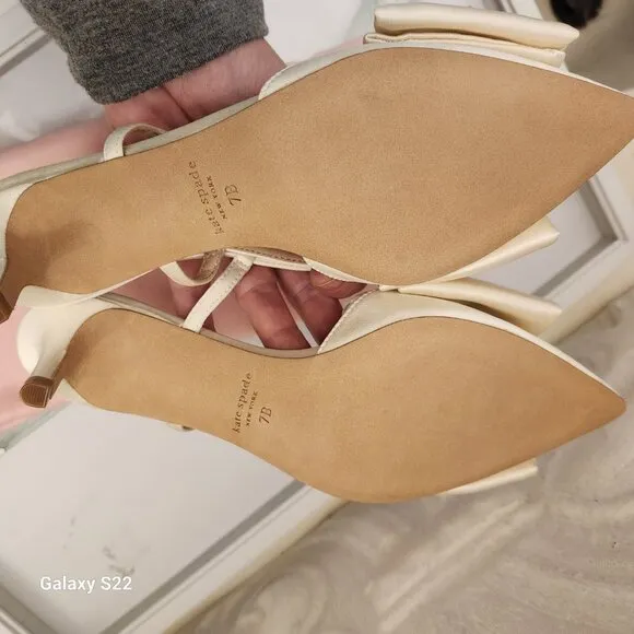 Kate Spade &quot;Marseille&quot; Satin Lux Ivory Kitten heels. NIB. Size: Various