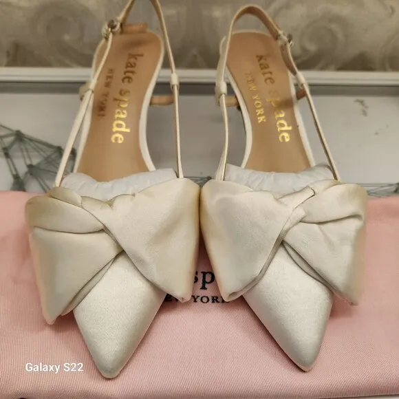 Kate Spade &quot;Marseille&quot; Satin Lux Ivory Kitten heels. NIB. Size: Various