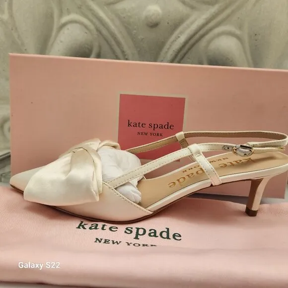 Kate Spade &quot;Marseille&quot; Satin Lux Ivory Kitten heels. NIB. Size: Various