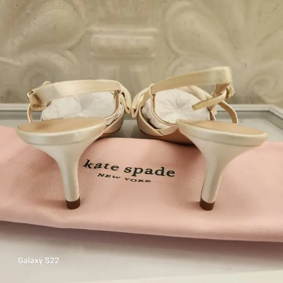 Kate Spade &quot;Marseille&quot; Satin Lux Ivory Kitten heels. NIB. Size: Various