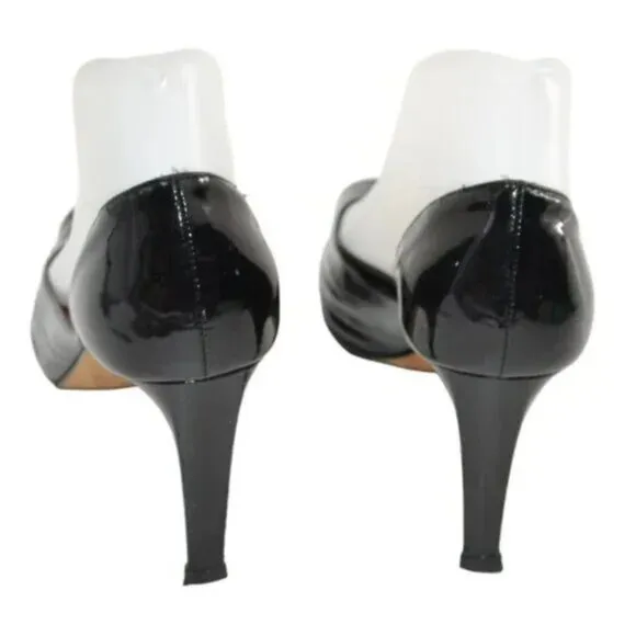 Kate Spade Black Patent Leather D'Orsay Tapered Open Toe Kitten Heels Pumps 8.5