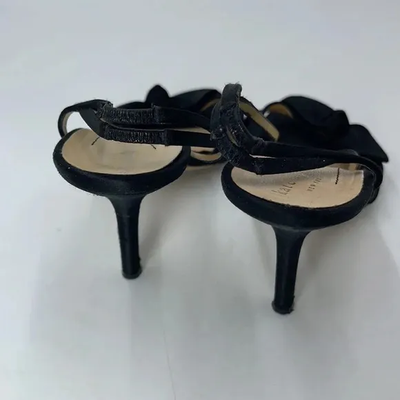 KATE SPADE BLACK SATIN  SLINGBACK  BOW HEELS Women's Shoes