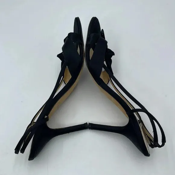KATE SPADE BLACK SATIN  SLINGBACK  BOW HEELS Women's Shoes